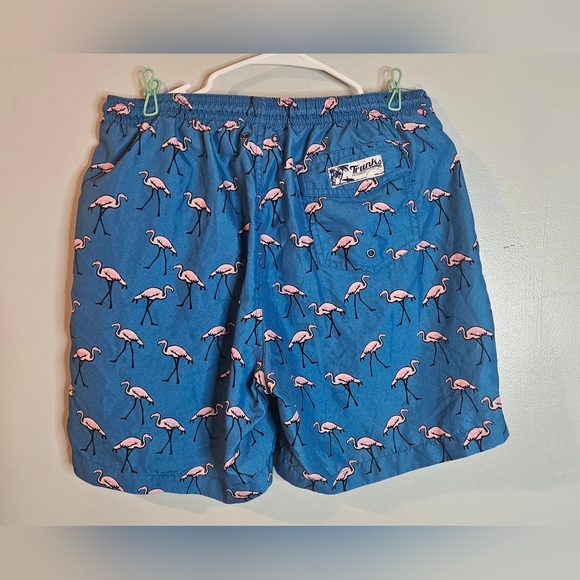 💙Surf & Swim Co. size L blue w/ pink flamingoes swim trunks mess lining pockets - Picture 2 of 7